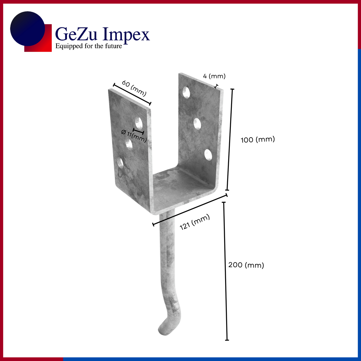 121 x 300 x 60 x 4 mm / Hot Dip Galvanized