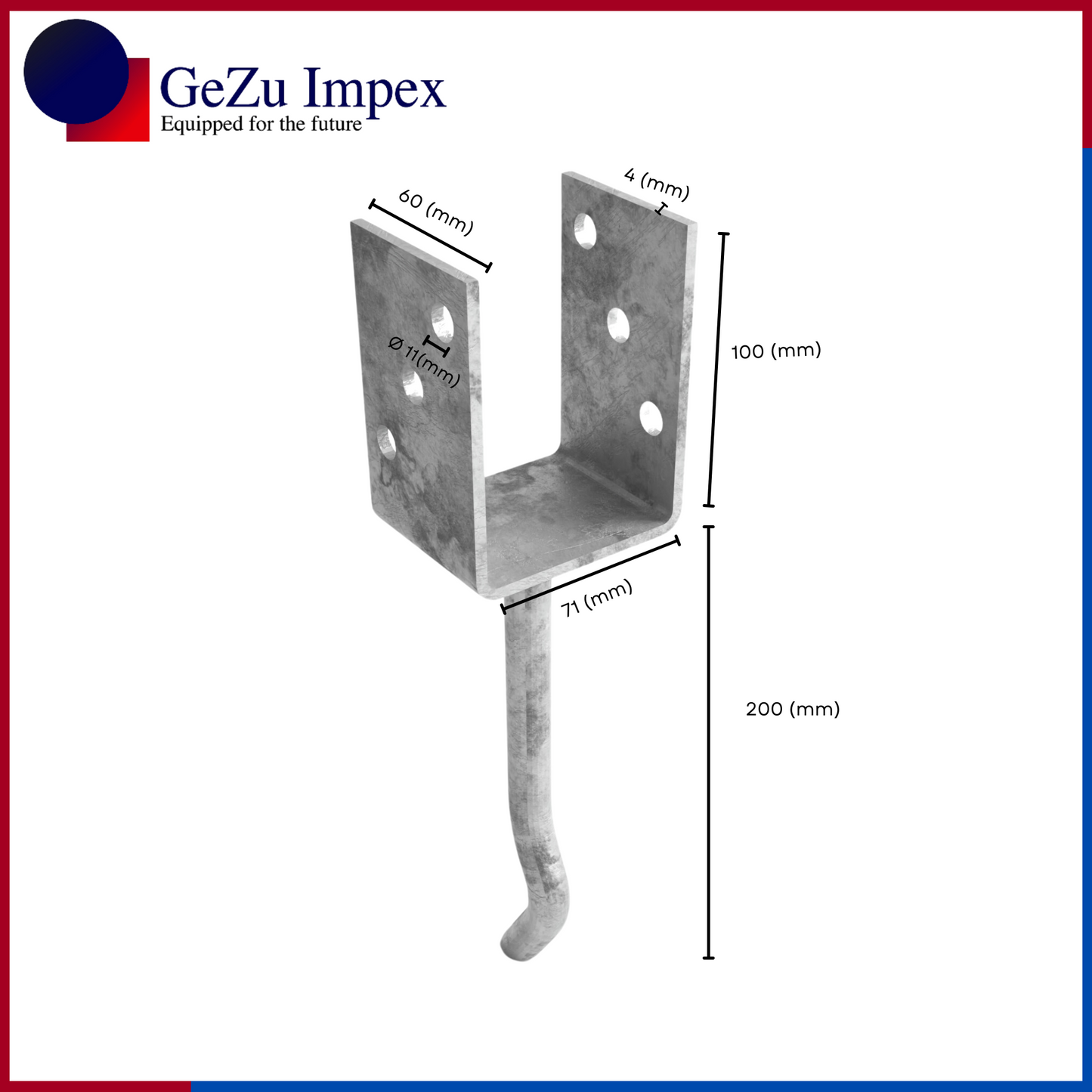 71 x 300 x 60 x 4 mm / Hot Dip Galvanized