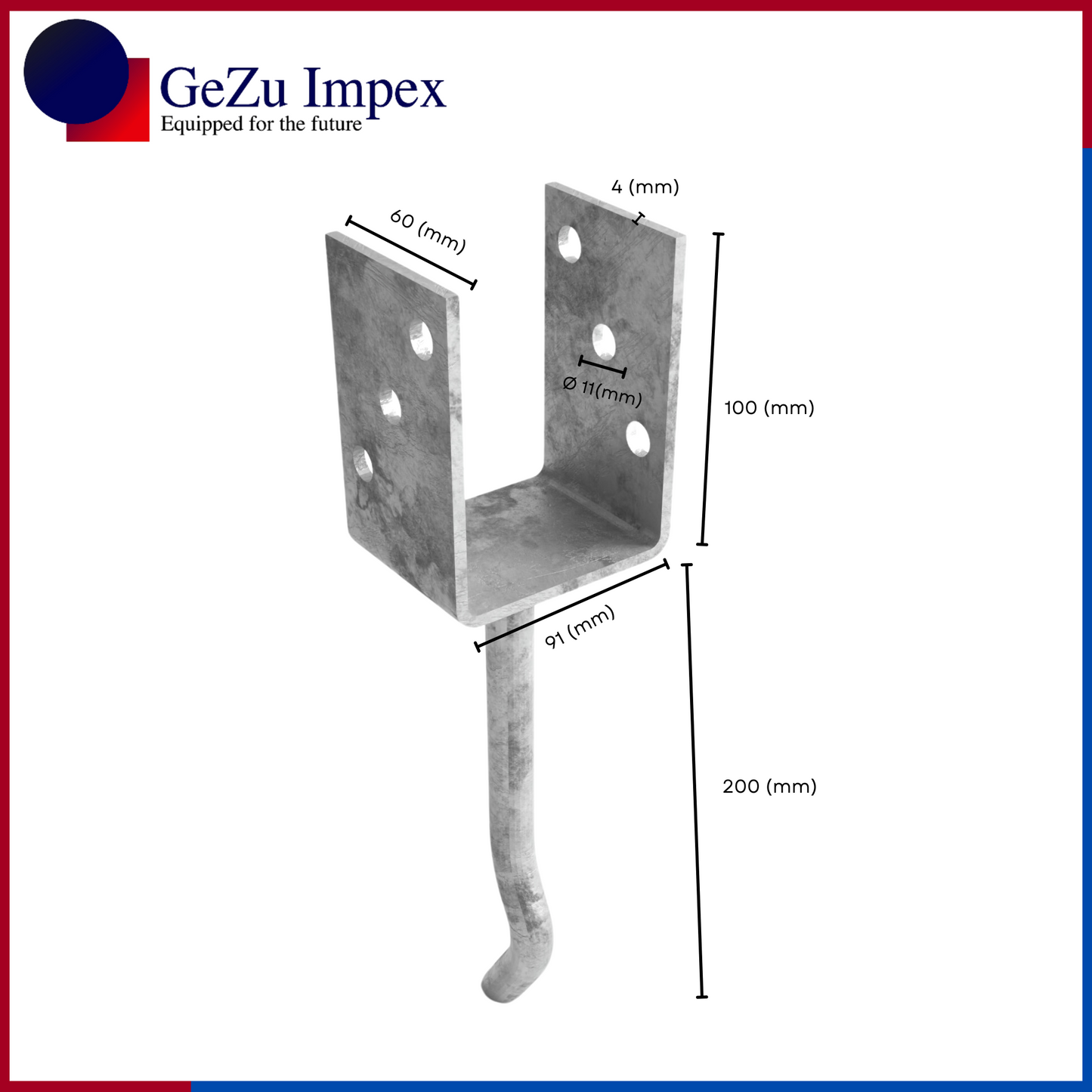 91 x 300 x 60 x 4 mm / Hot Dip Galvanized